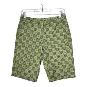 Talbots Women's Size 4 Green Floral Print Stretch‎ Shorts Bermuda Knee Length